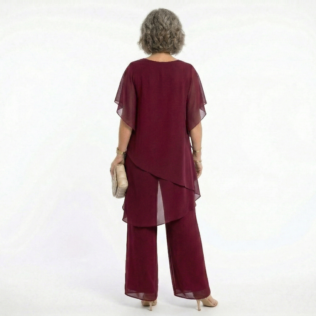 Jemima – Tiered Chiffon-Look Tunic and Trouser Set