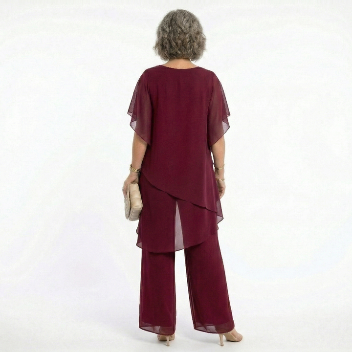 Jemima – Tiered Chiffon-Look Tunic and Trouser Set