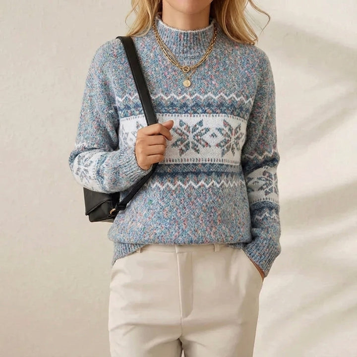 Leonora – Fair Isle Knit Mock Neck Jumper