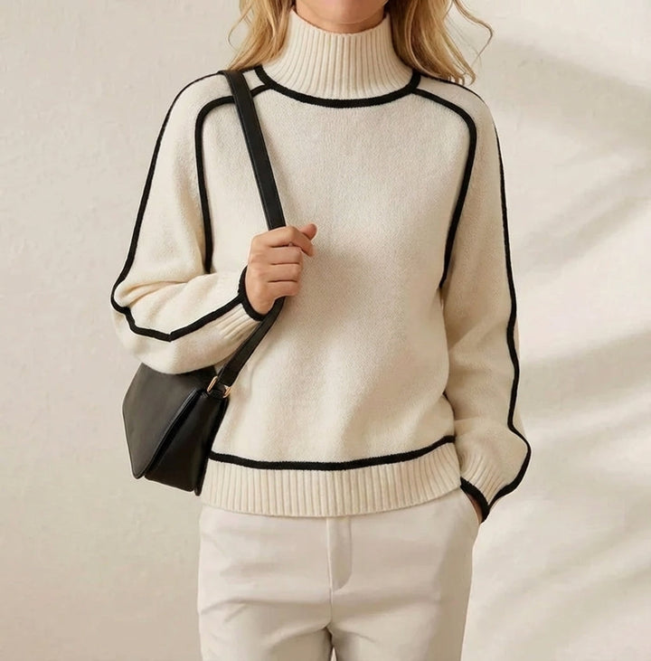 Jocelyn – Contrast Trim Turtleneck Jumper