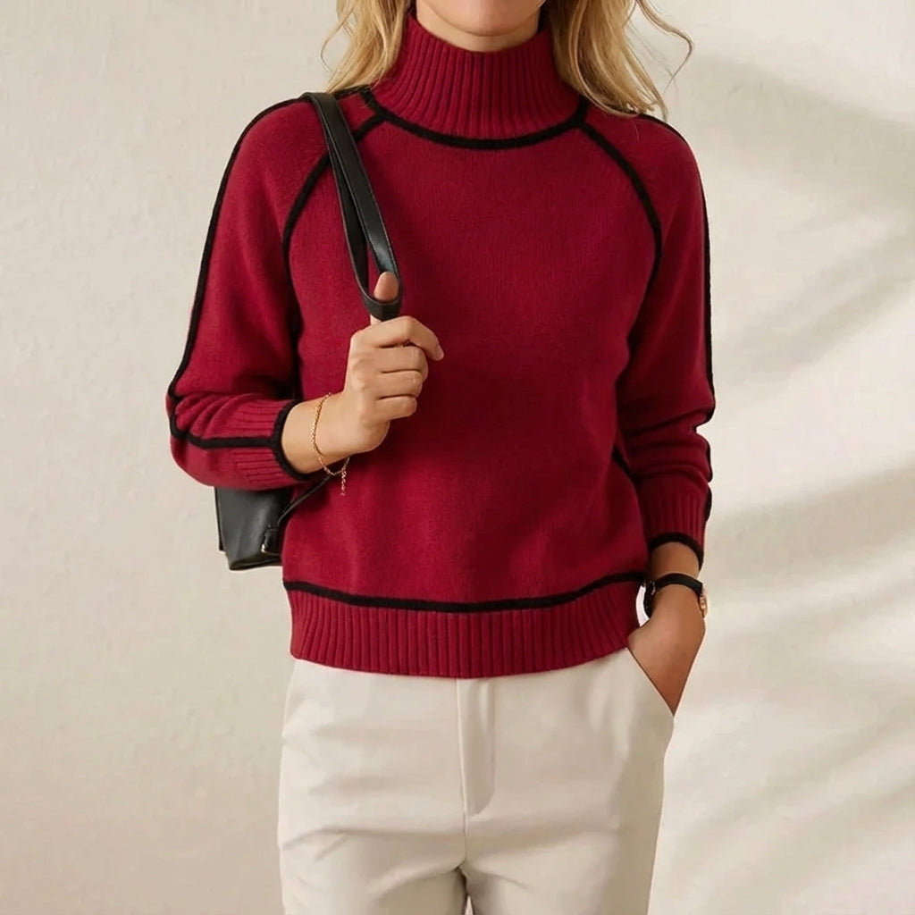 Jocelyn – Contrast Trim Turtleneck Jumper
