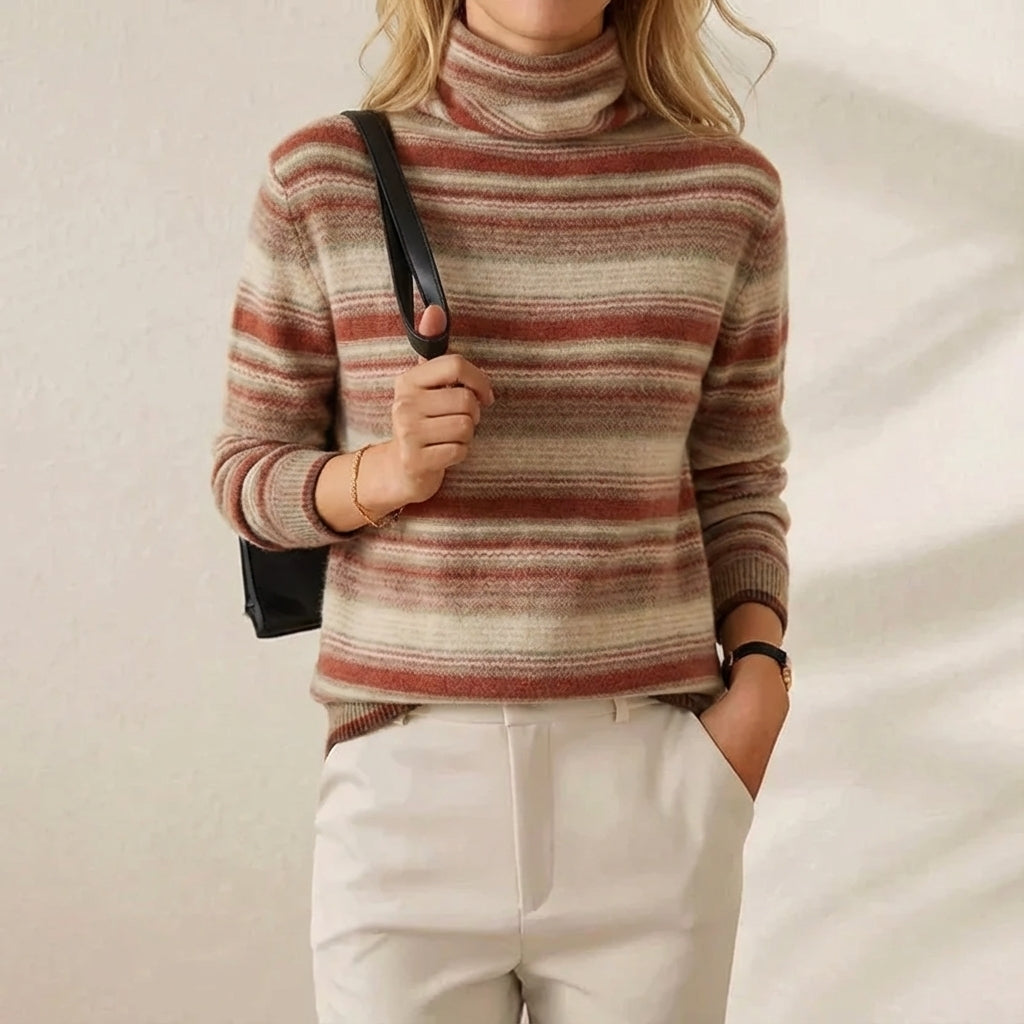 Daphne – Striped Turtleneck Knit Jumper