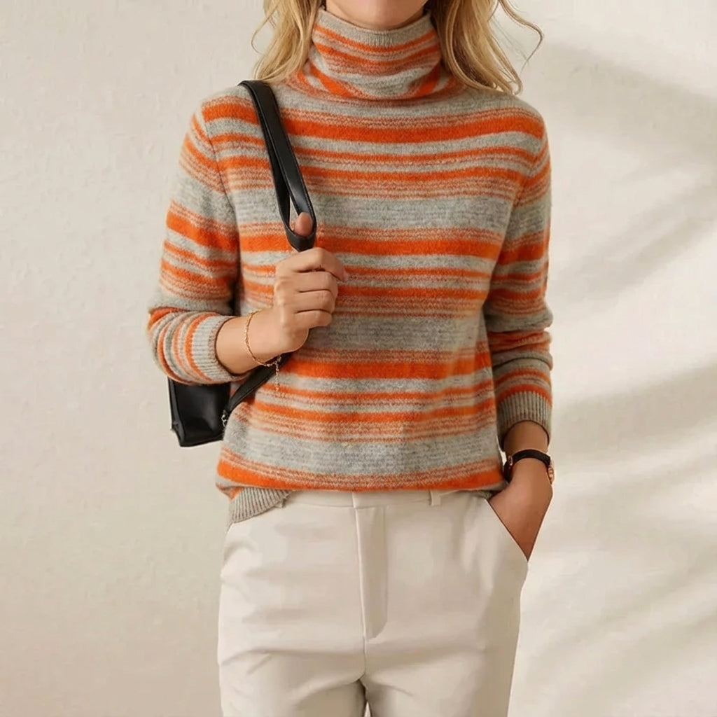 Daphne – Striped Turtleneck Knit Jumper
