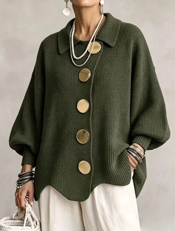 Constance – Oversized Knit Cardigan with Gold Buttons