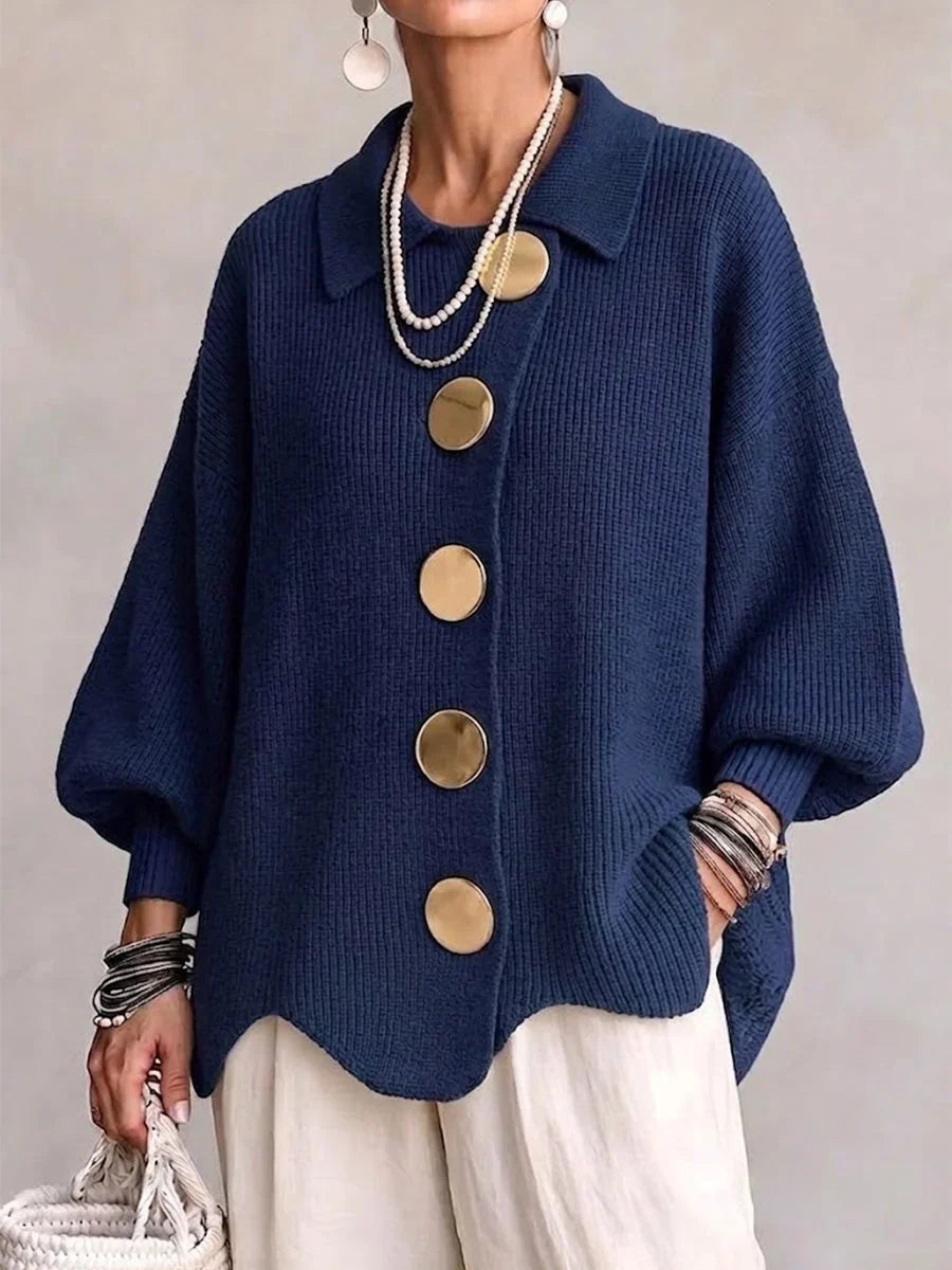 Constance – Oversized Knit Cardigan with Gold Buttons