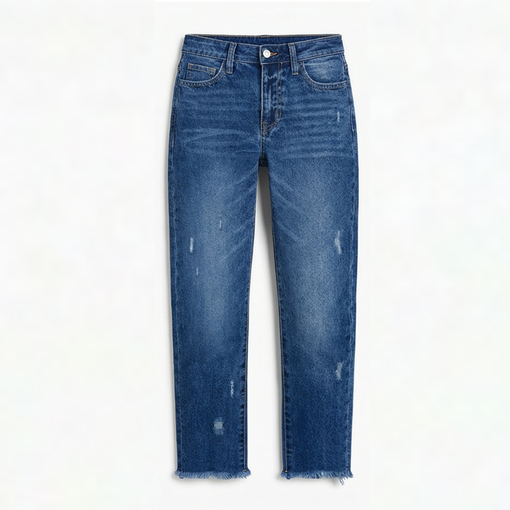 Zillah – Cropped Straight Leg Fringed Jeans