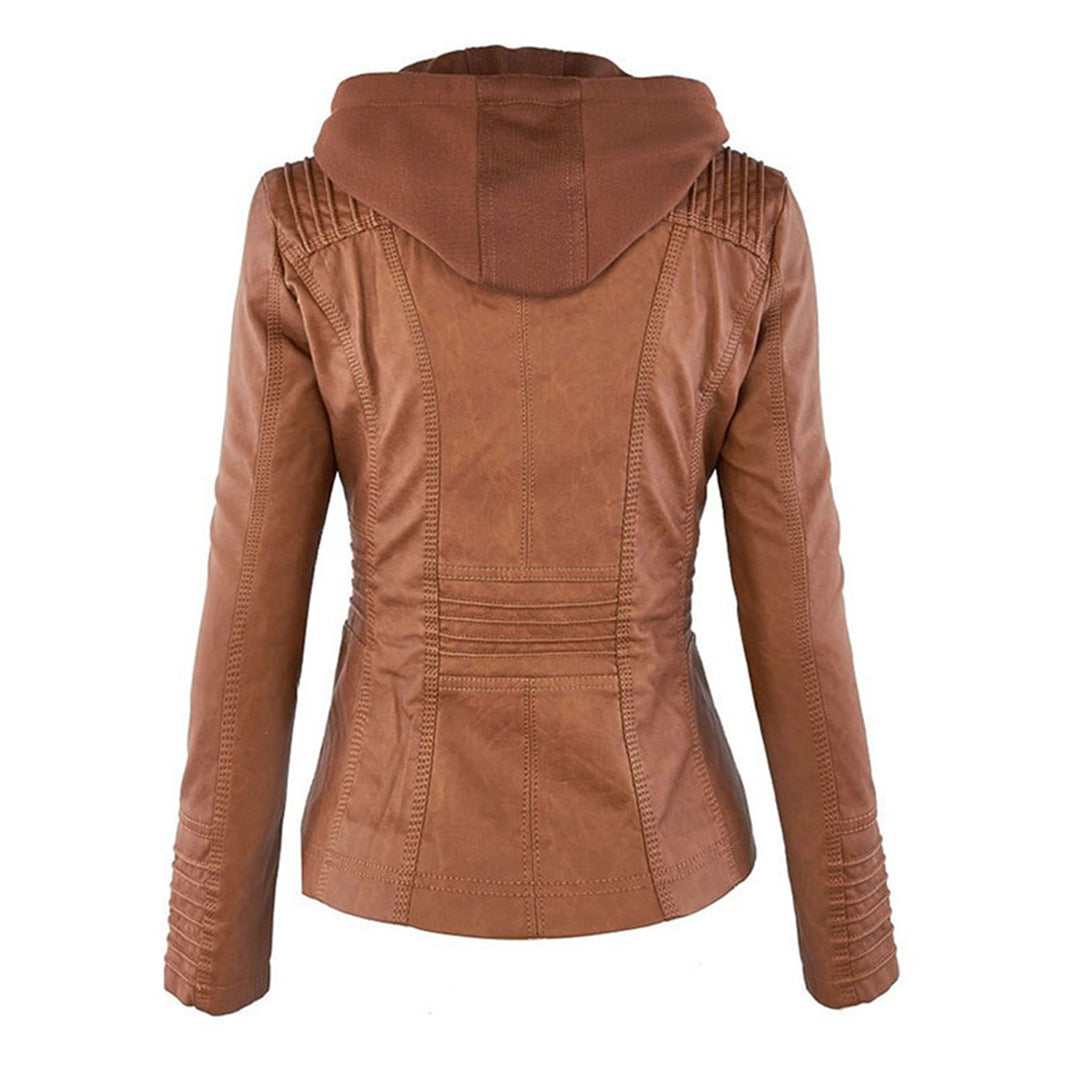 Ceridwen – Hooded Biker Jacket with Zip Detail