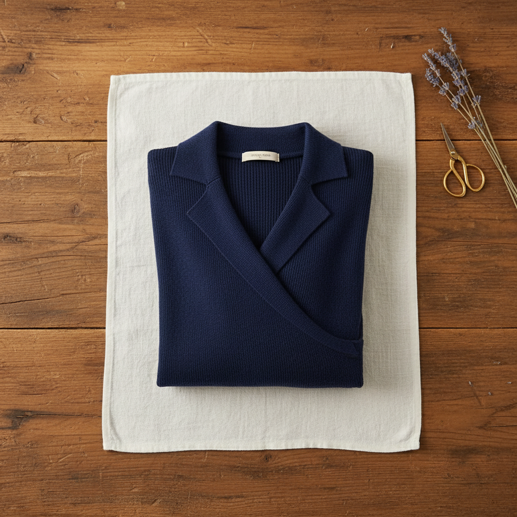 Genevieve – Wrap-Front Collared Knit Top