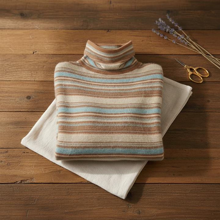 Daphne – Striped Turtleneck Knit Jumper