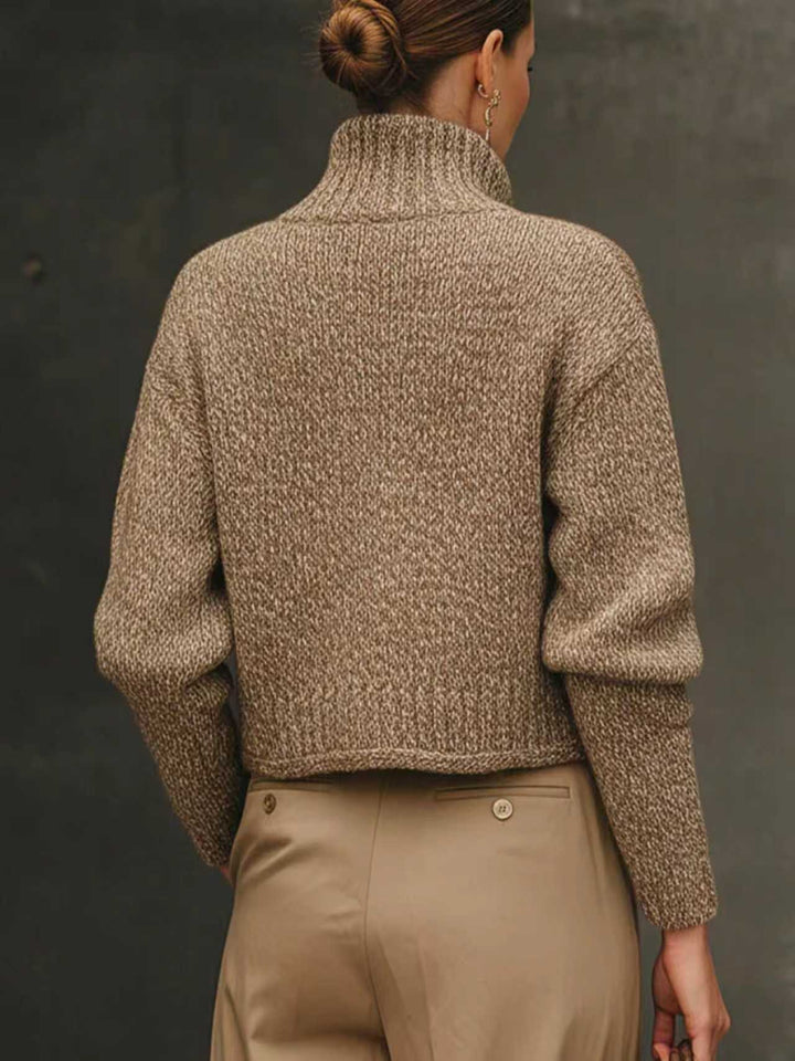 Morven – Cropped Knit Cardigan with Gold Buttons