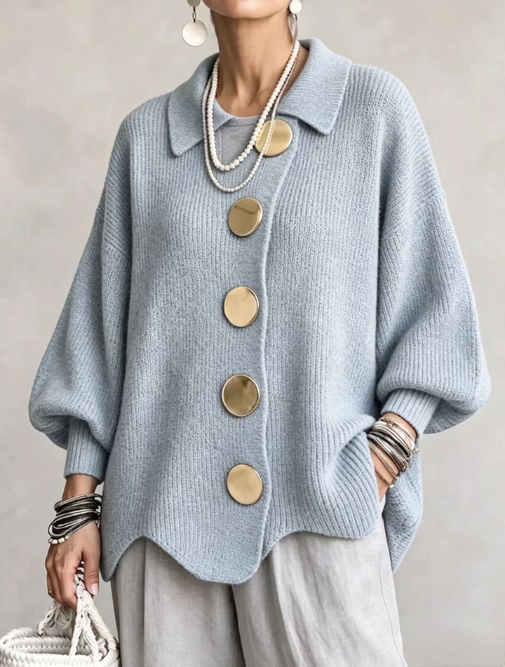 Pamela – Oversized Knit Cardigan with Gold Buttons