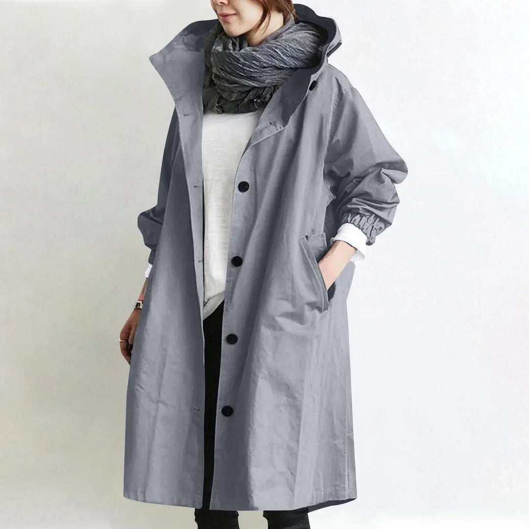 Catherine – Hooded Long Relaxed Trench Coat
