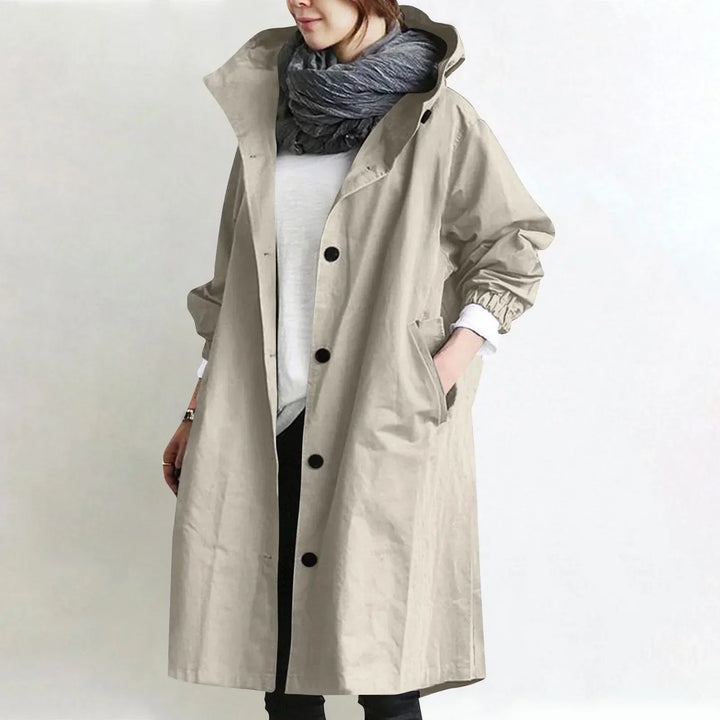 Catherine – Hooded Long Relaxed Trench Coat