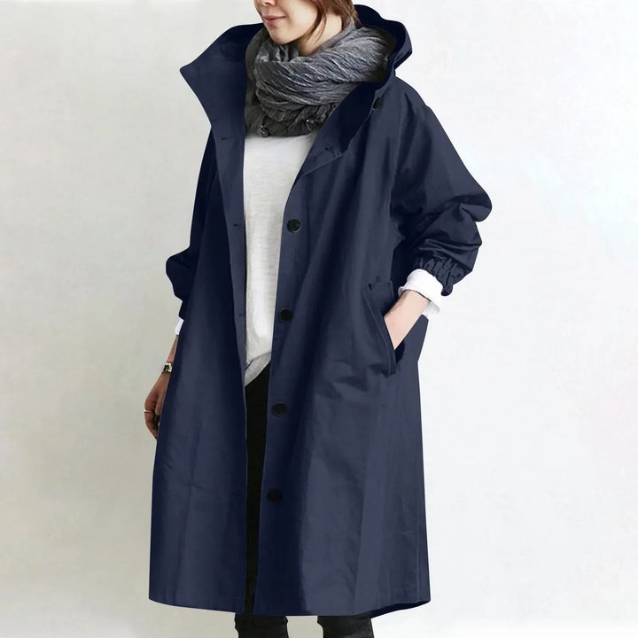 Catherine – Hooded Long Relaxed Trench Coat