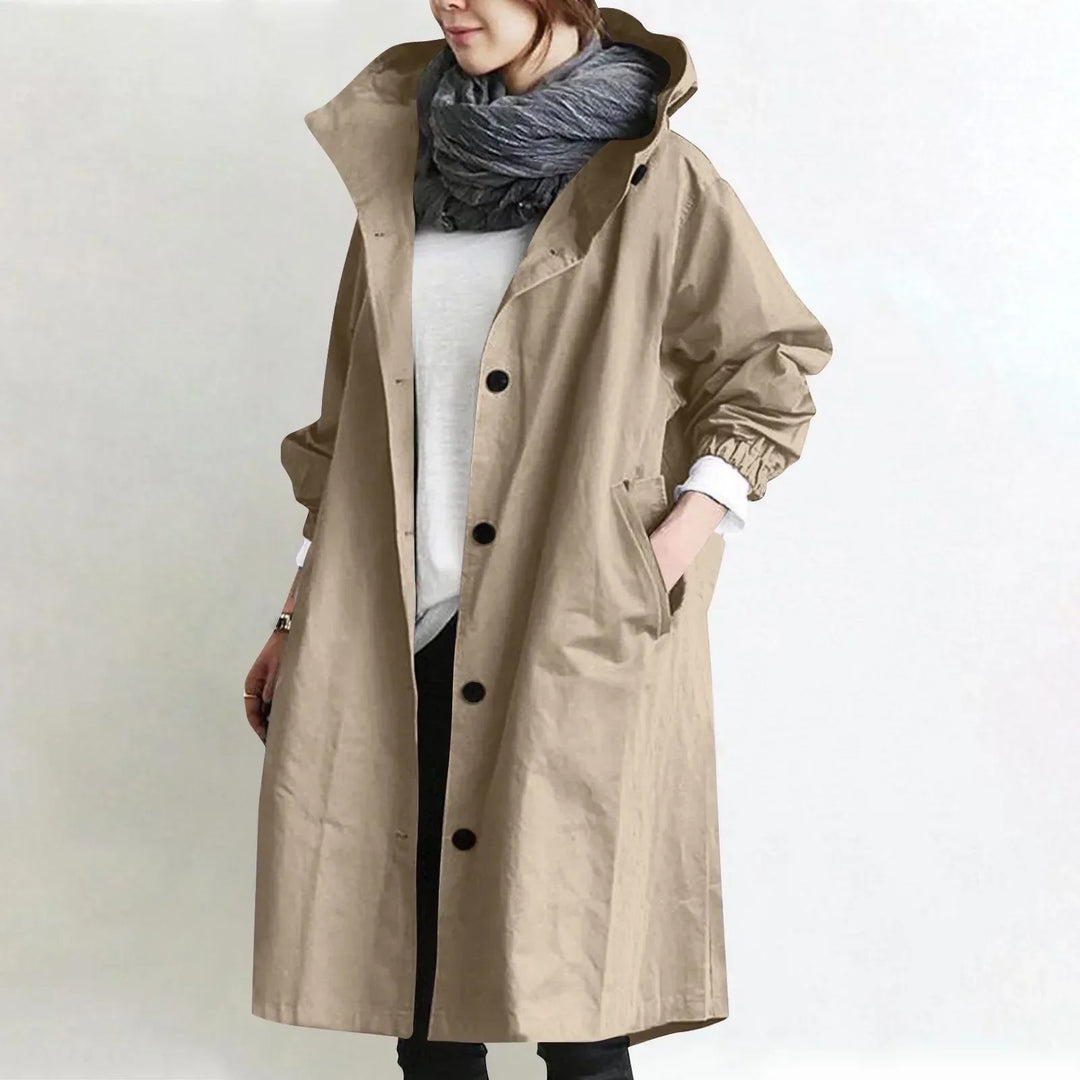 Catherine – Hooded Long Relaxed Trench Coat