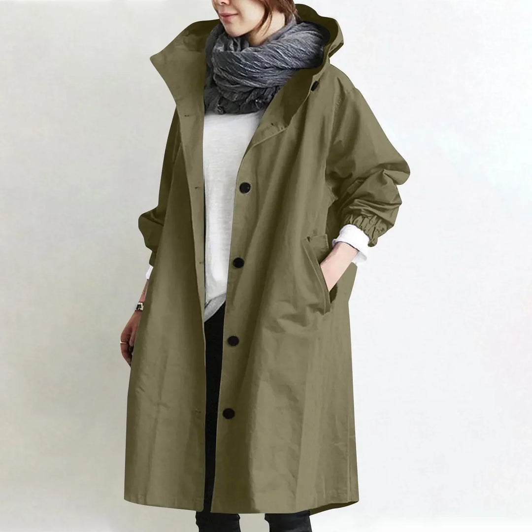 Catherine – Hooded Long Relaxed Trench Coat