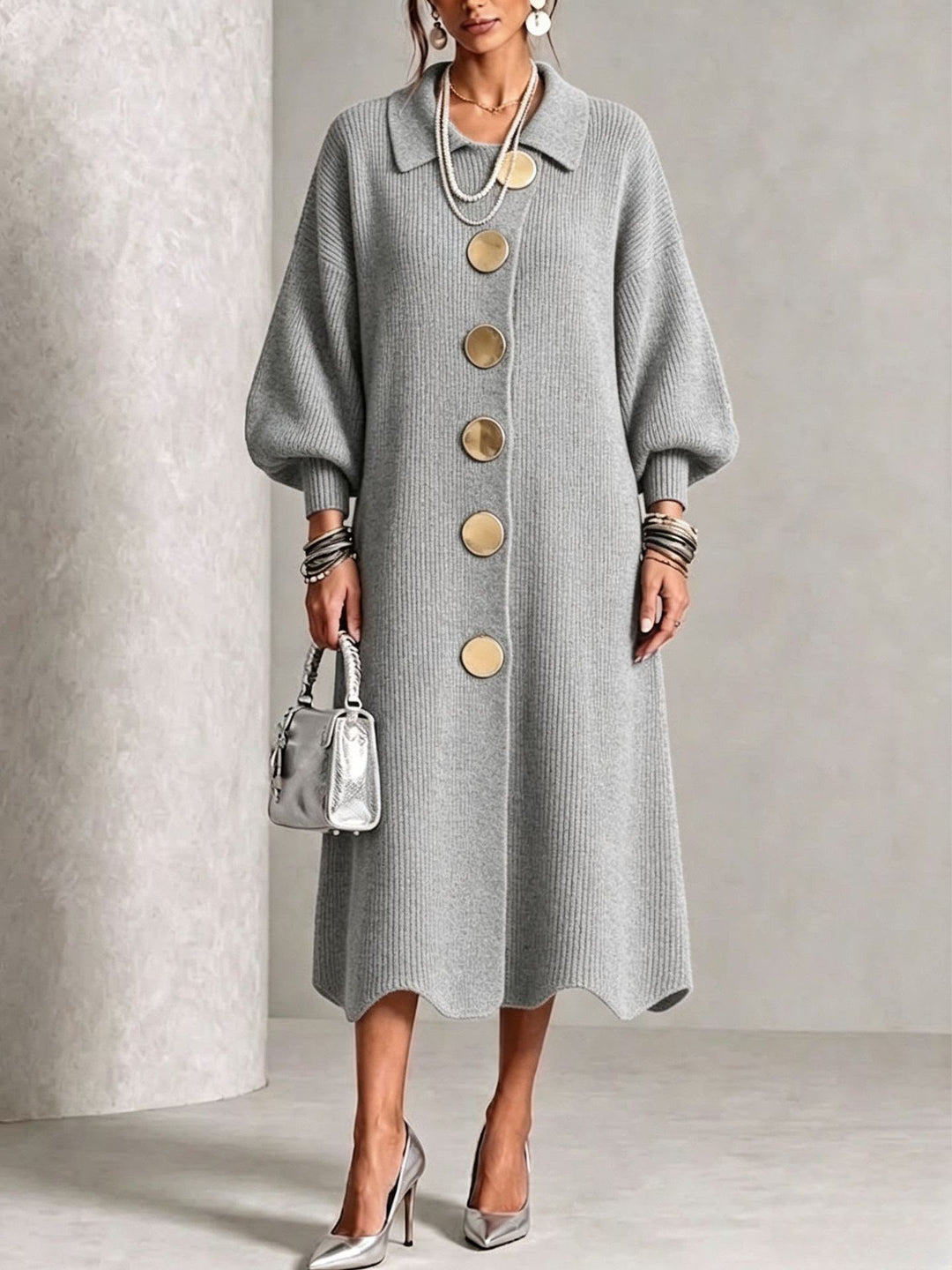 Lettie – Knit Button-Down Midi Dress