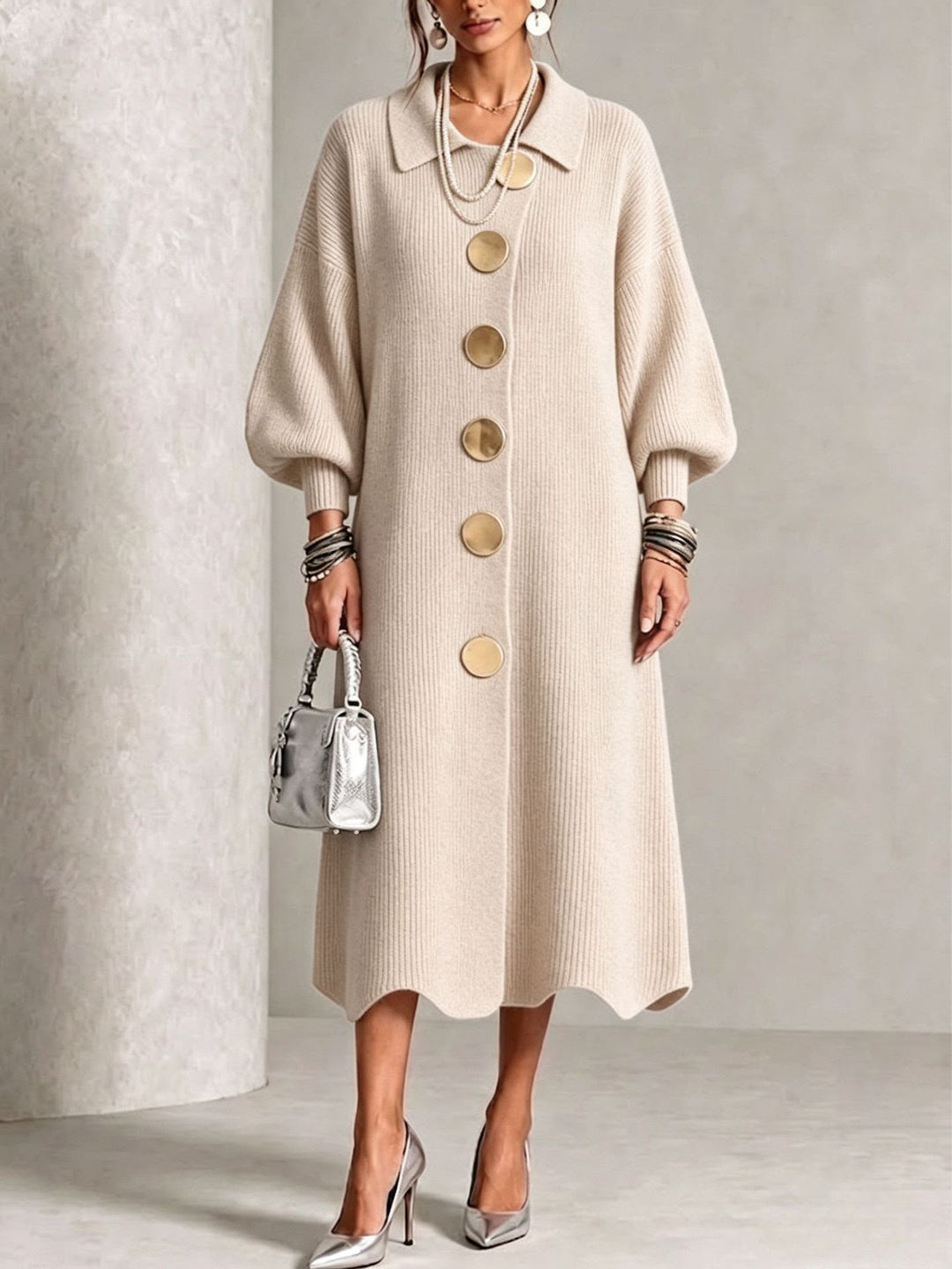 Lettie – Knit Button-Down Midi Dress