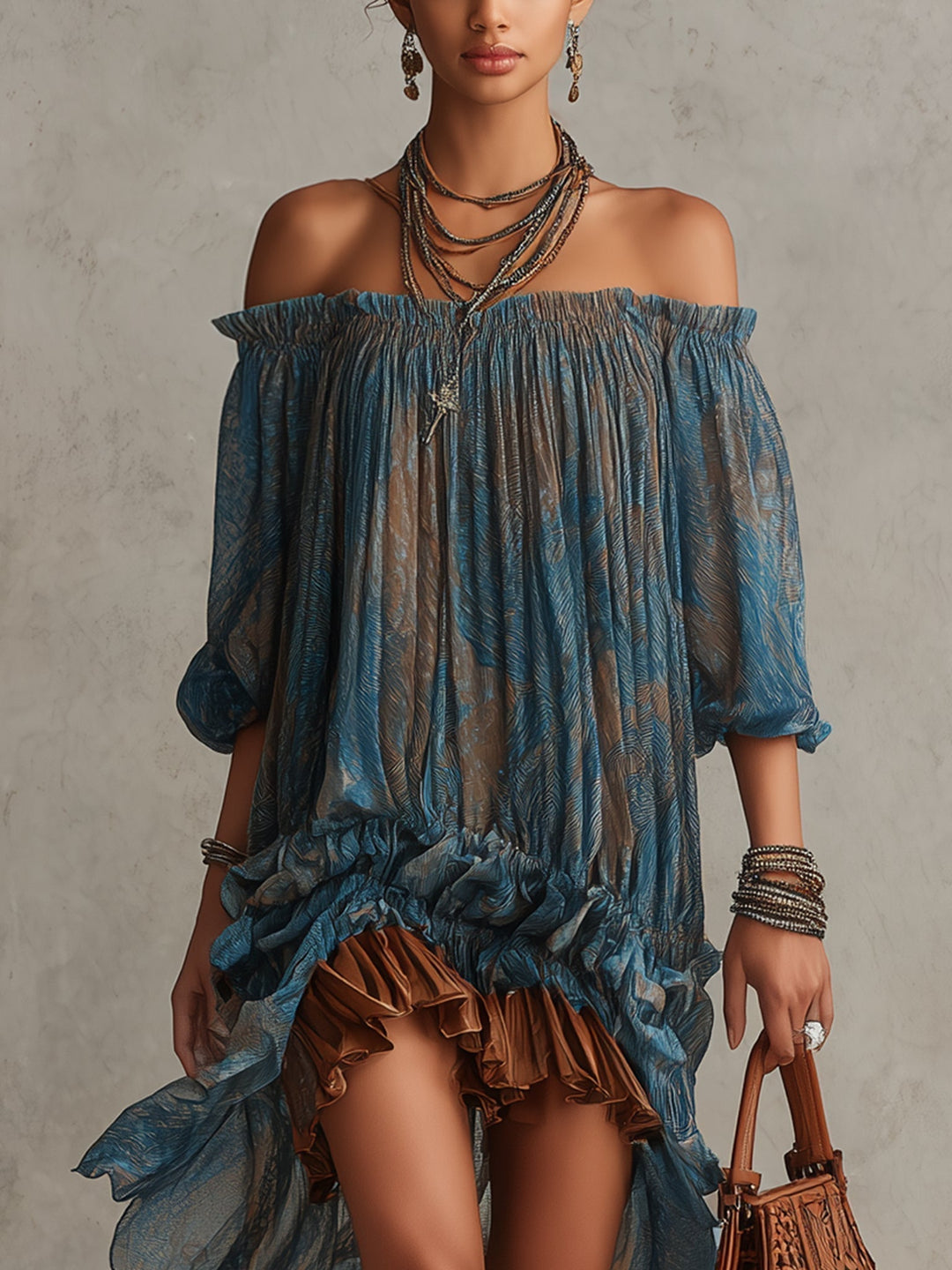 Quincy | Off-Shoulder Boho Mini Dress