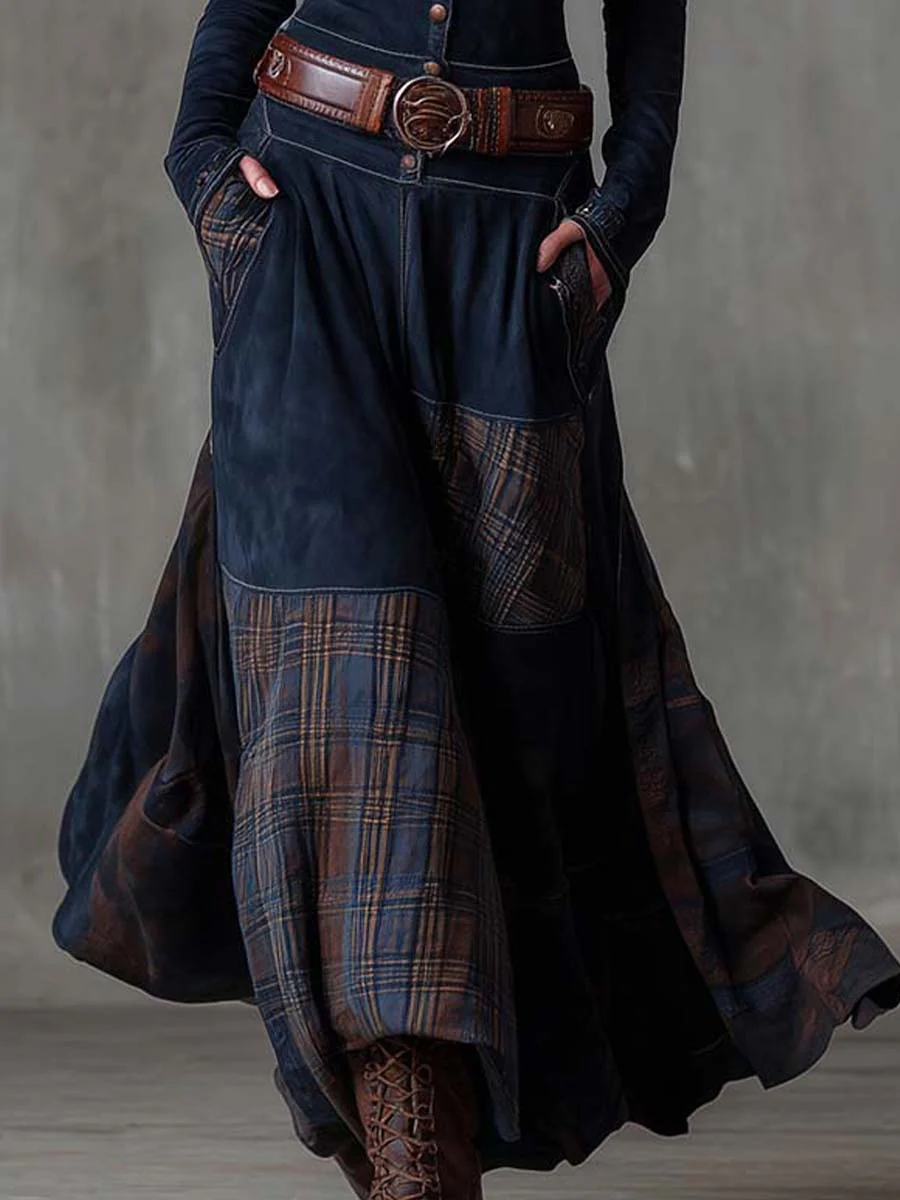 Honor – Check-Panel Patchwork Maxi Dress