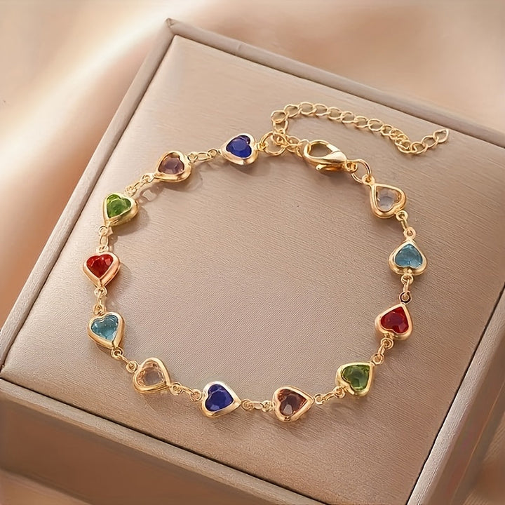 Vivien – Heart Crystal Chain Bracelet