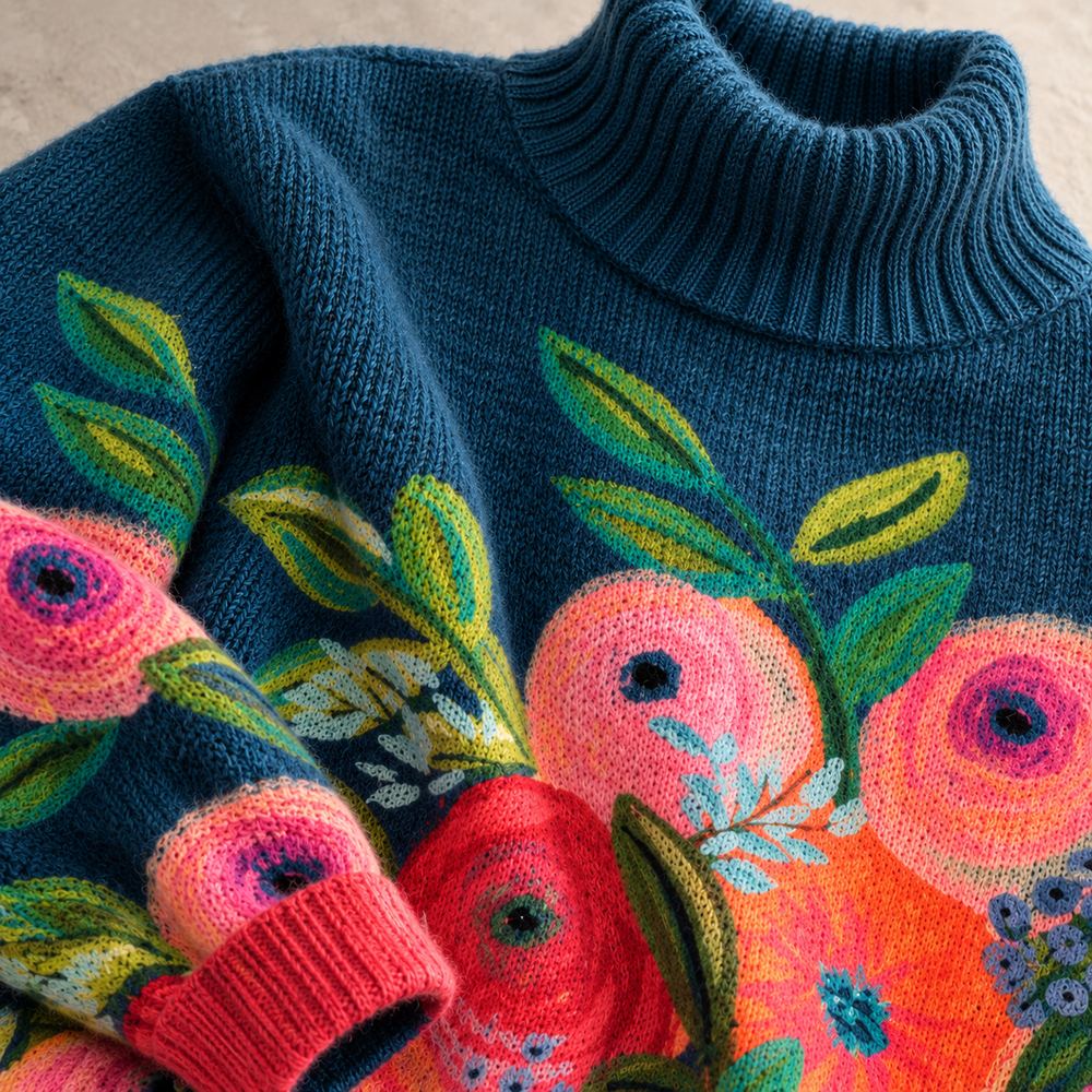 Barbara – Floral Print Polo Neck Jumper