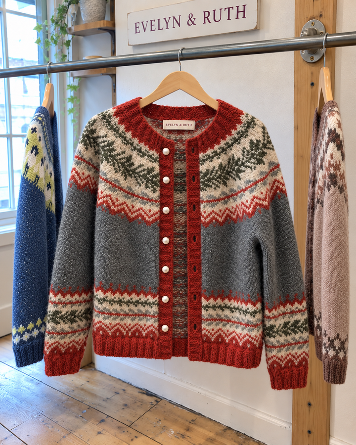 Imogen – Fair Isle Knit Button-Up Cardigan