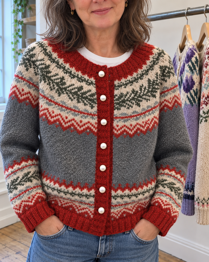 Imogen – Fair Isle Knit Button-Up Cardigan