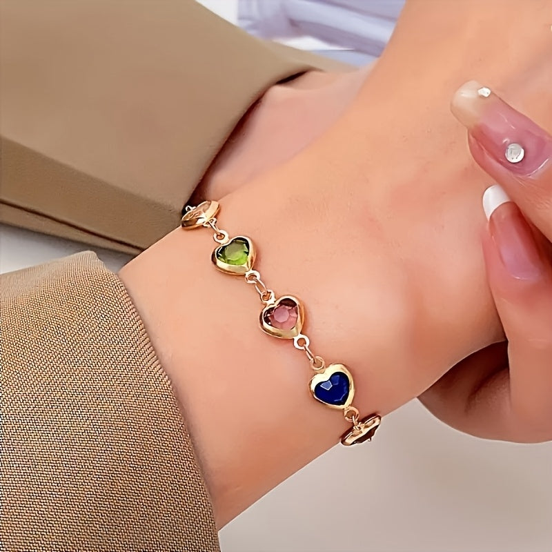 Vivien – Heart Crystal Chain Bracelet