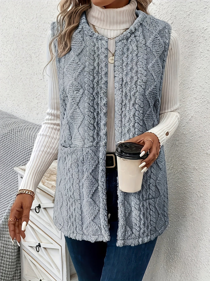 Mairead – Longline Sherpa-Effect Sleeveless Waistcoat