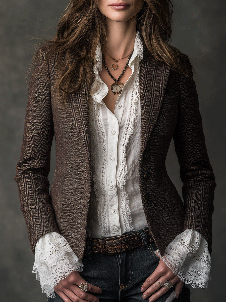 Leonora – Tailored Tweed-Look Structured Blazer