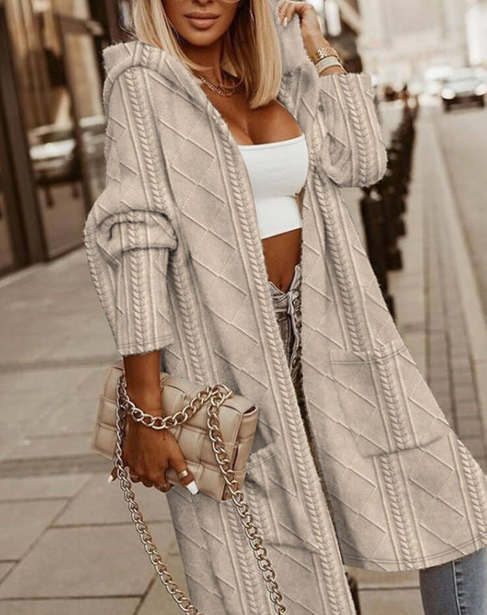 Brenda – Long Hooded Knit Cardigan