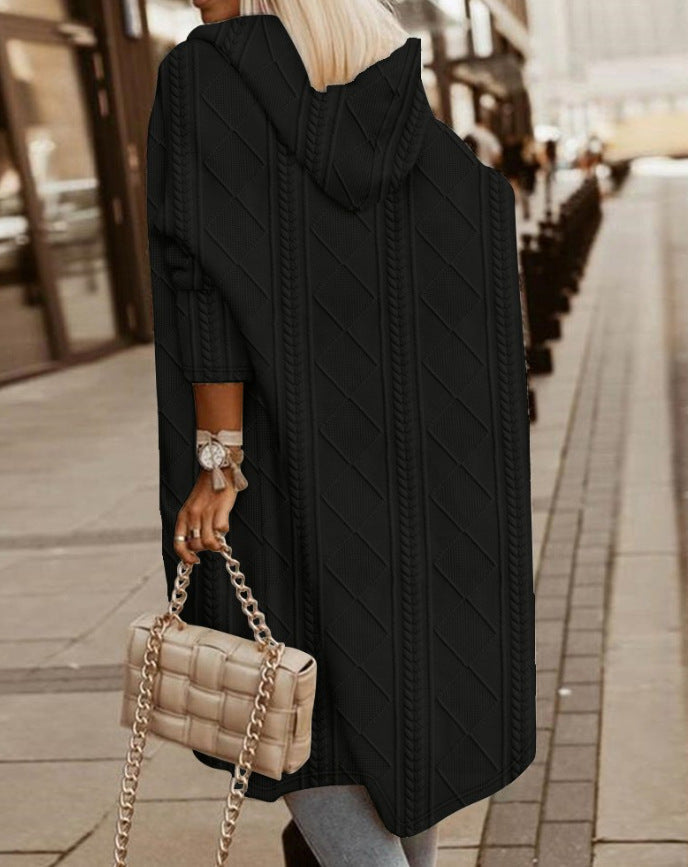 Brenda – Long Hooded Knit Cardigan