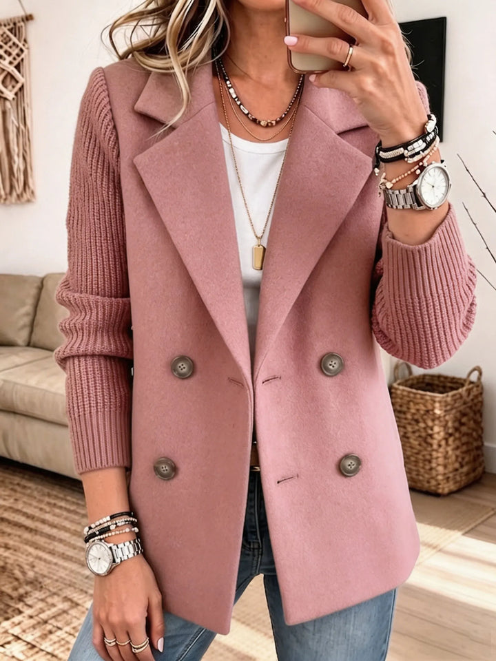 Doris – Double-Breasted Blazer with Ribbed Sleeves