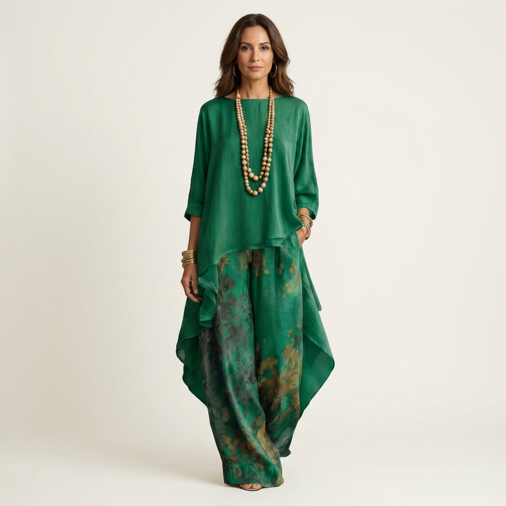 Thomasina – Asymmetric Tunic and Wide-Leg Trouser Set