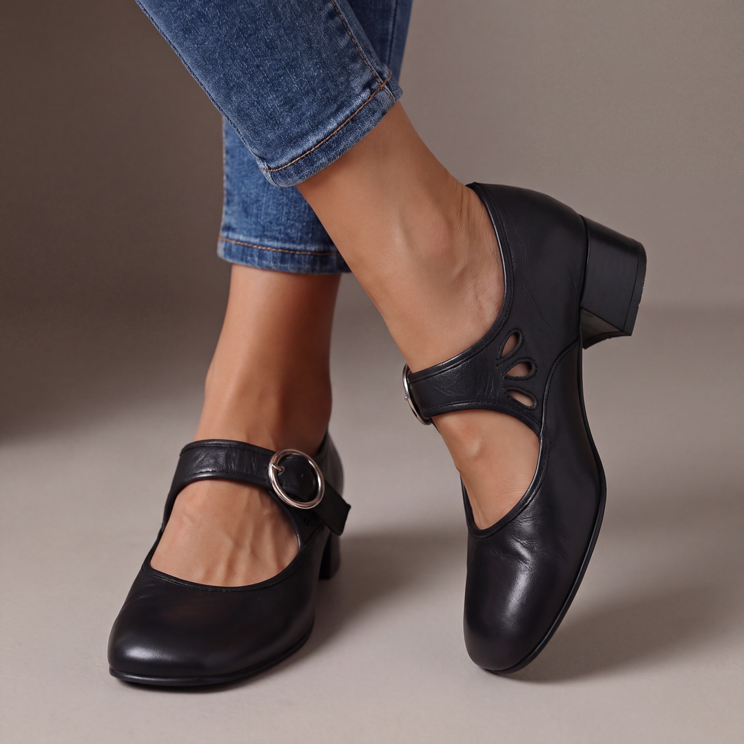 Jill – Buckle Strap Block Heel Mary Janes