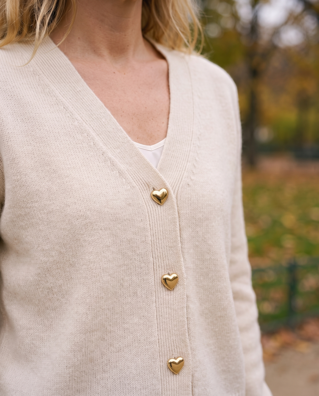 Jill – V-Neck Cardigan with Heart Buttons