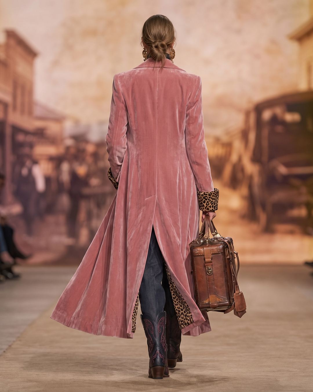 Marguerite – Long Velvet-Look Tailored Coat