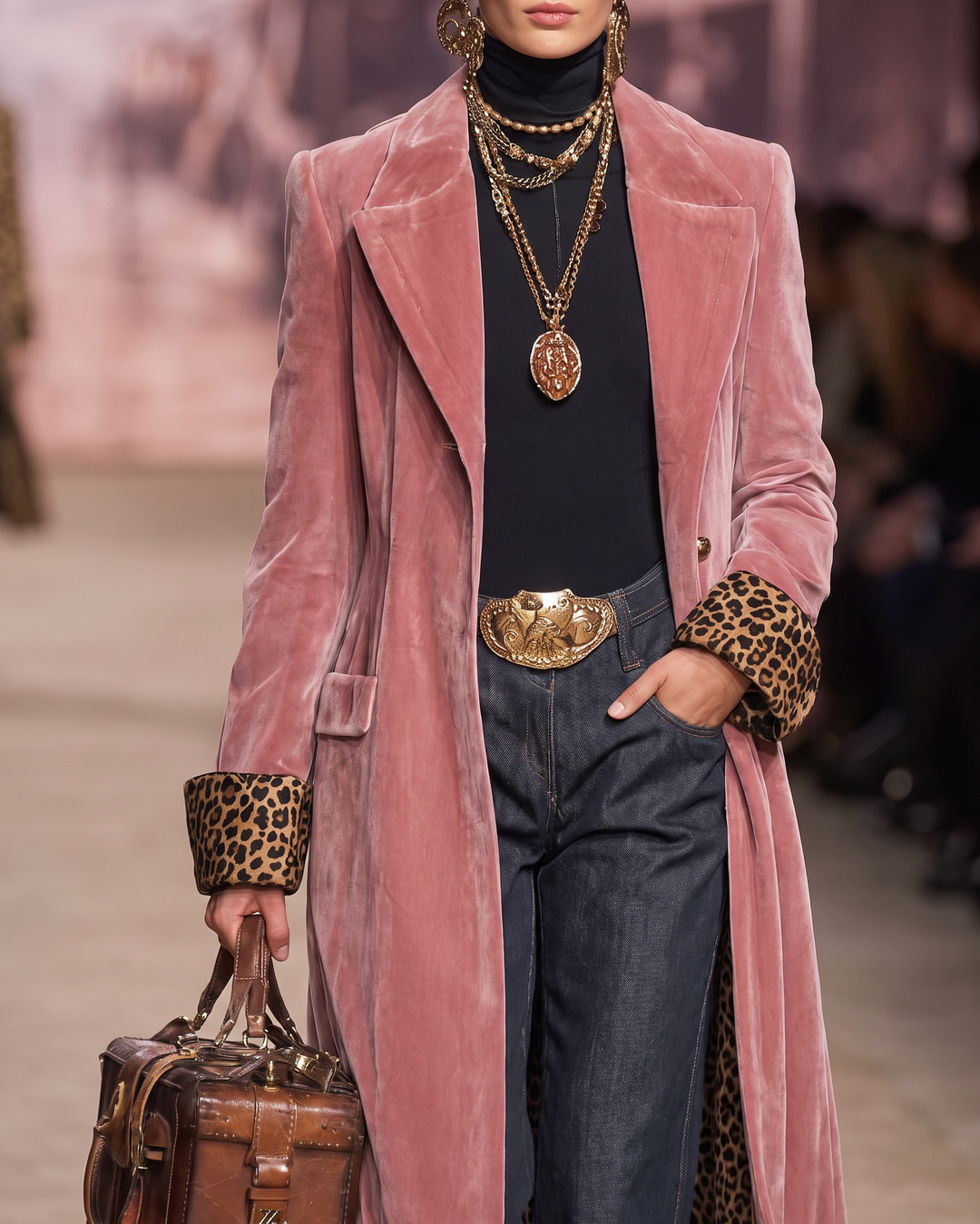 Marguerite – Long Velvet-Look Tailored Coat
