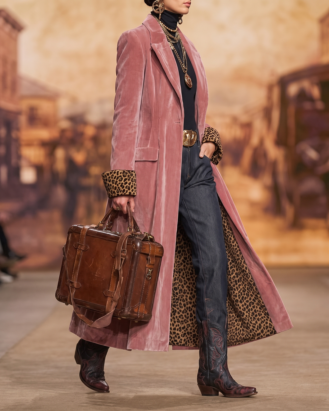 Marguerite – Long Velvet-Look Tailored Coat