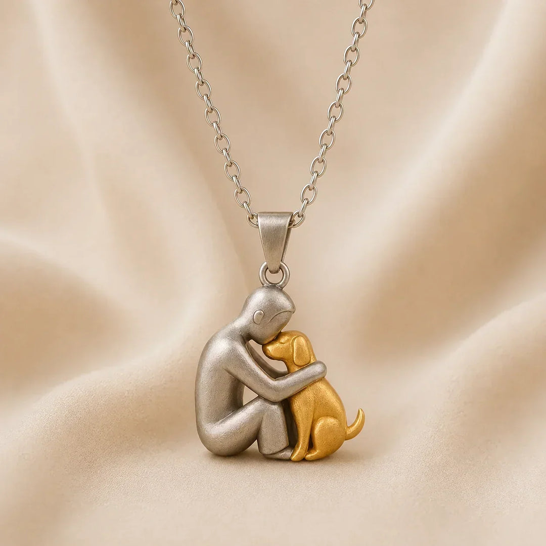 Bridie – Person and Dog Embrace Pendant Necklace