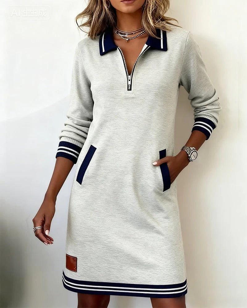 Jessie – Sporty Zip Collar Mini Dress
