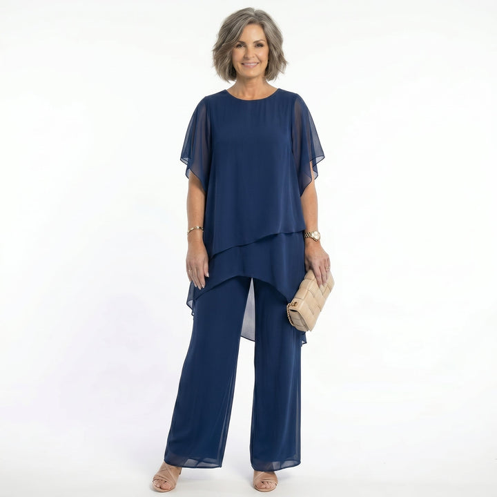 Jemima – Tiered Chiffon-Look Tunic and Trouser Set