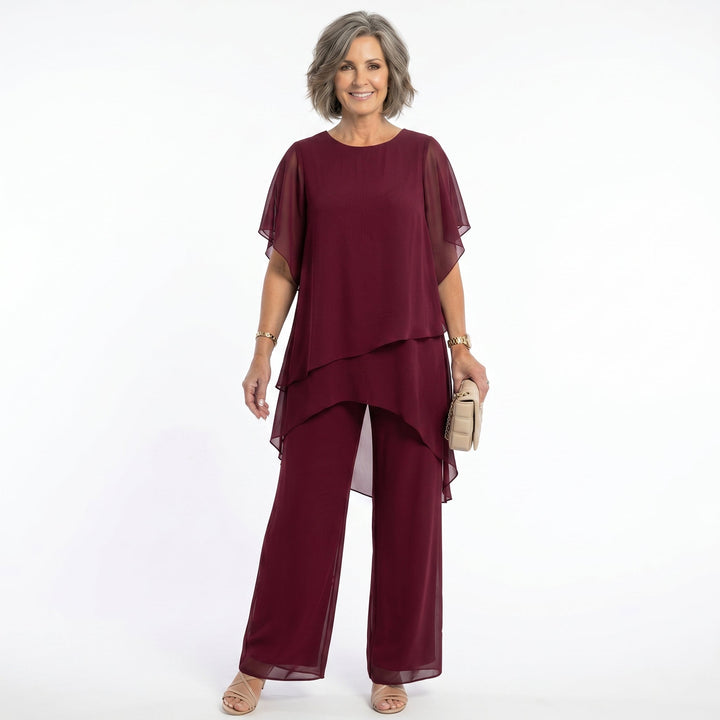Jemima – Tiered Chiffon-Look Tunic and Trouser Set