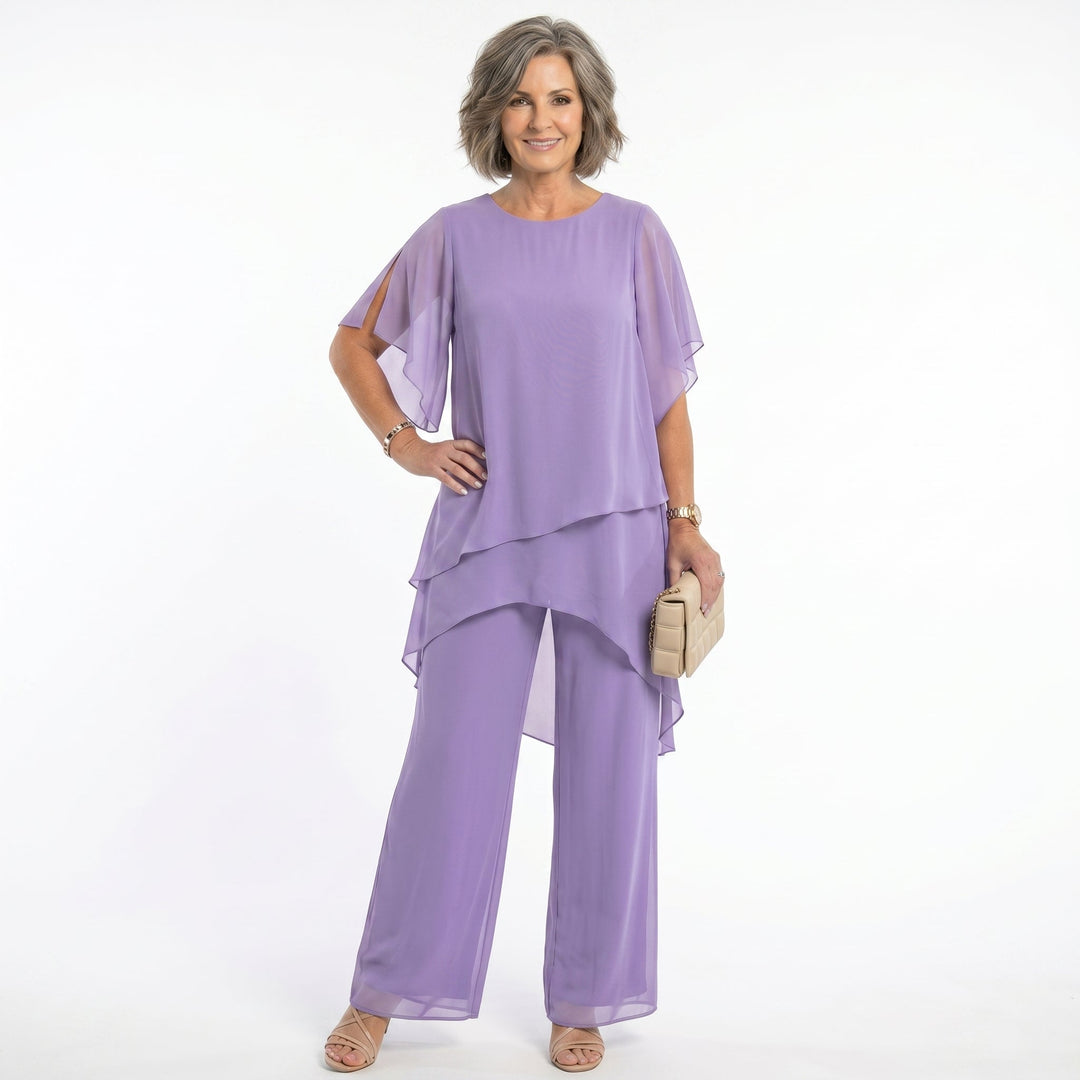 Jemima – Tiered Chiffon-Look Tunic and Trouser Set