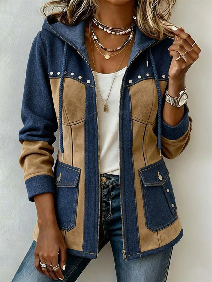 Lettie – Patchwork Hooded Zip-Up Jacket