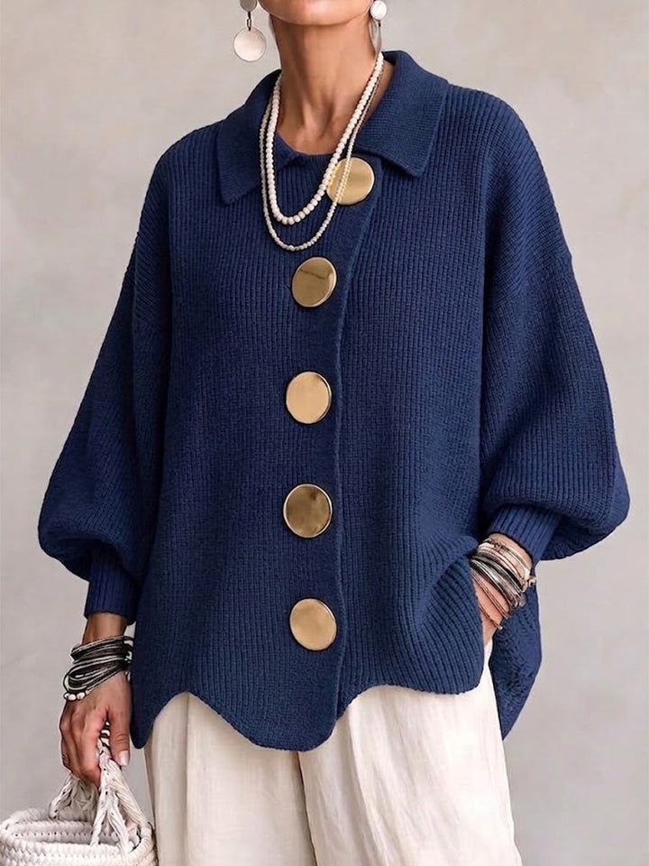 Pamela – Oversized Knit Cardigan with Gold Buttons