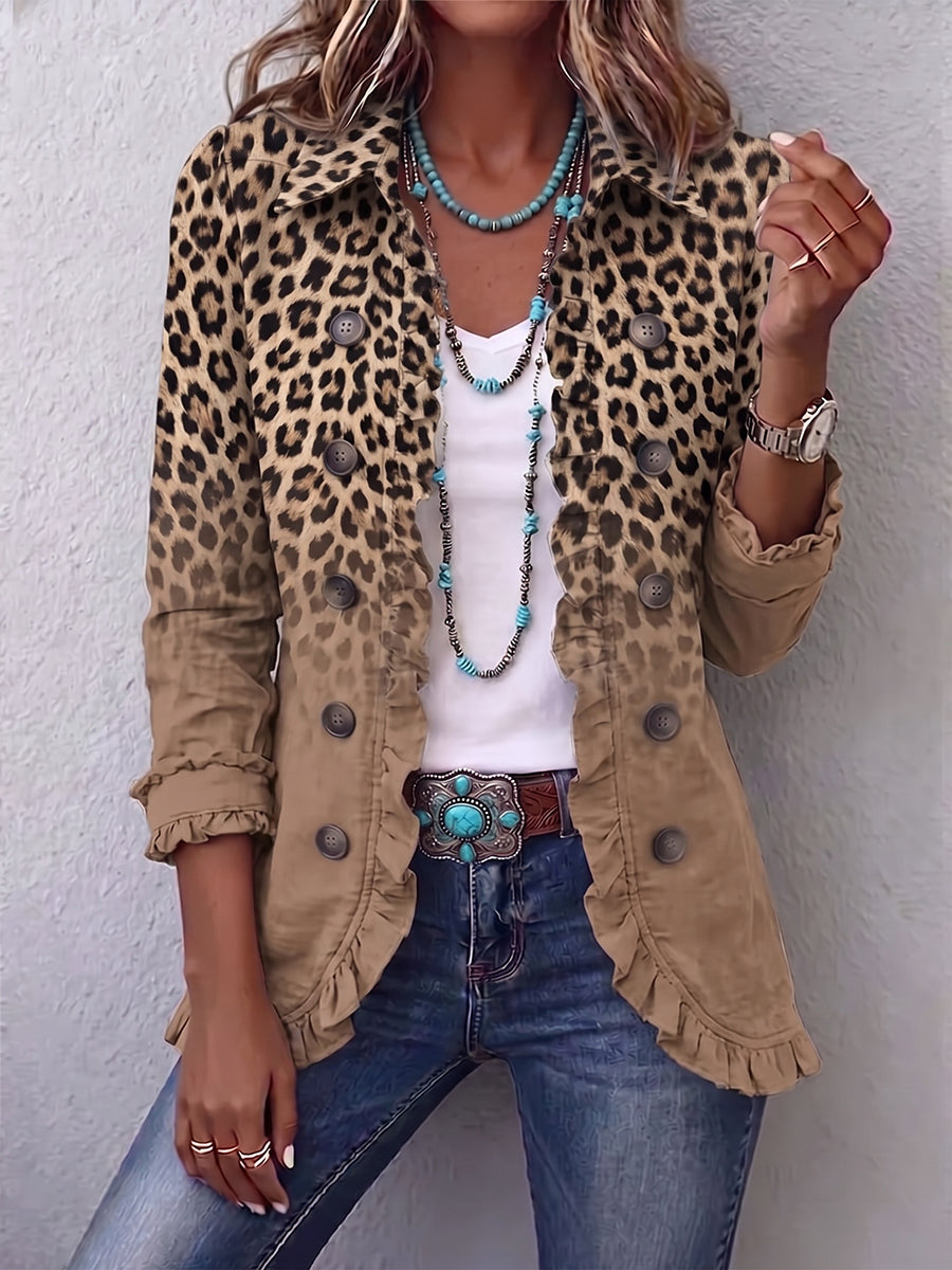 Bronagh – Leopard Print Ruffled Jacket