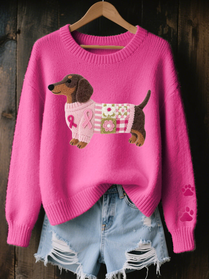 Estelle – Dachshund Patchwork Knit Jumper
