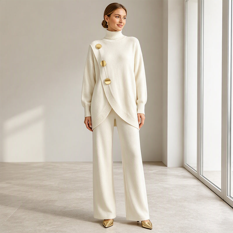 Honor – Knit Polo Neck and Wide-Leg Trouser Set